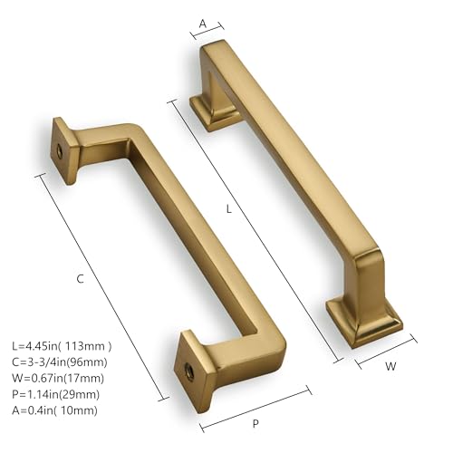 khtumeware 10 Pack Brushed Brass Cabinet Pulls, 3-3/4 Inch(96mm) Hole Centers Cabinet Handles Kitchen Hardware Straight Bar for Cabinets and Drawer Pulls - color: Brushed Brass, size: 3-3/4"(96mm) Hole Center, style: 10-pack