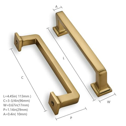 khtumeware 10 Pack Brushed Brass Cabinet Pulls, 3-3/4 Inch(96mm) Hole Centers Cabinet Handles Kitchen Hardware Straight Bar for Cabinets and Drawer Pulls - color: Brushed Brass, size: 3-3/4"(96mm) Hole Center, style: 10-pack
