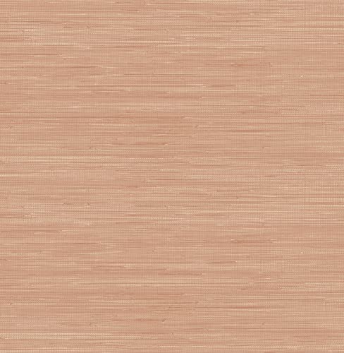 NuWallpaper x Society Social Apricot Classic Faux Grasscloth Peel & Stick Wallpaper, Pink - color: Pink