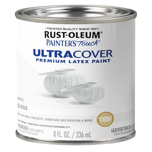 Rust-Oleum Painter's Touch Latex Brush-On Paint, Gloss White - color: Gloss White, size: 8 Fl Oz (Pack of 1)