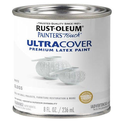 Rust-Oleum Painter's Touch Latex Brush-On Paint, Gloss White - color: Gloss White, size: 8 Fl Oz (Pack of 1)