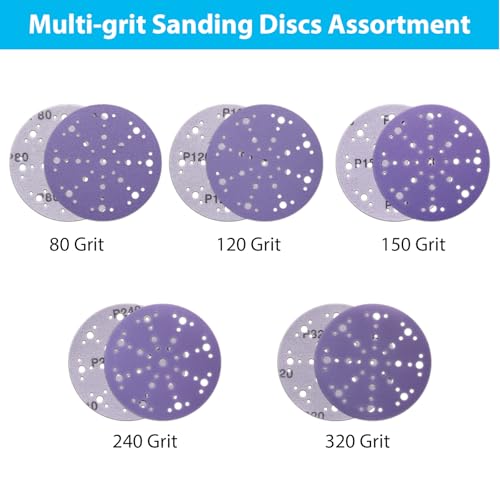6 Inch Ceramic Sanding Discs, 49 Holes, 50 Pack - style: Mix Grit