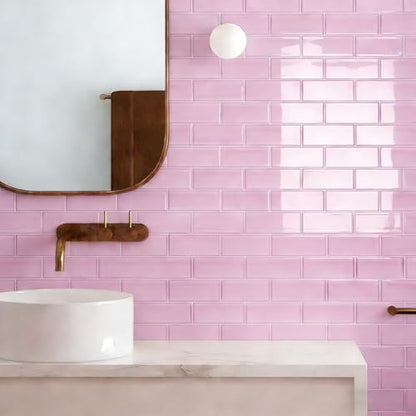 Art3d Seaglass Subway Tile Design Peel and Stick Backsplash, 10-Pack, Pink - color: Pink