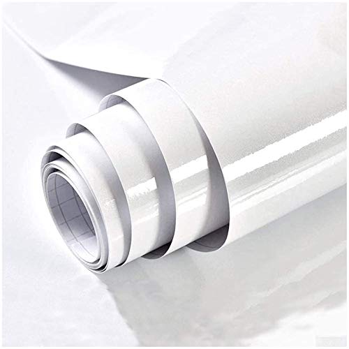 White Contact Paper Glossy Shiny Peel and Stick Wallpaper for Countertops - color: White, size: 15.7" x 78.7"
