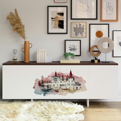 Peacoblue Watercolor Town Rub On Transfers for Furniture Craft 6"x12" - style: Watercolor Town