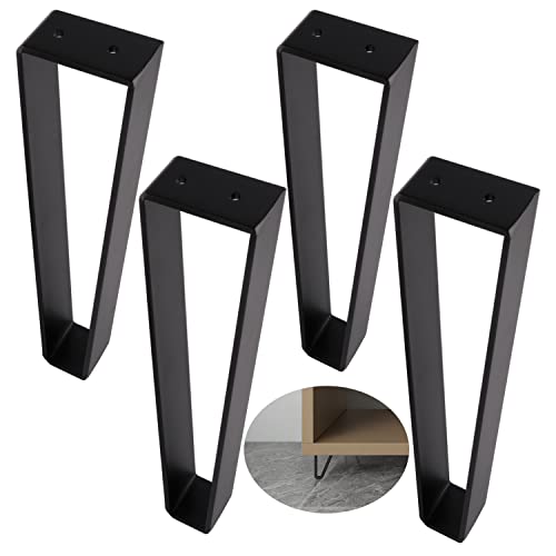 Osring 12 Inch Trapezoid Furniture Legs, Black Metal Coffee Table Feet 4pcs - color: Black, size: 12 Inch