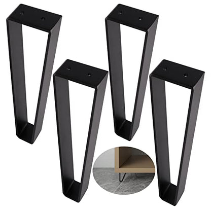 Osring 12 Inch Trapezoid Furniture Legs, Black Metal Coffee Table Feet 4pcs - color: Black, size: 12 Inch