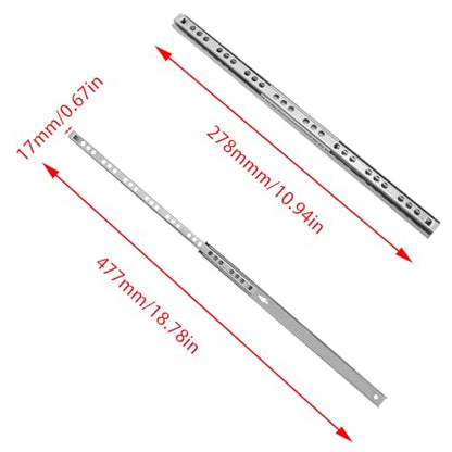 2Pcs 278mm/10.94" Silver Stainless Steel Drawer Slides (1 Pair) - size: 278mm/10.94"