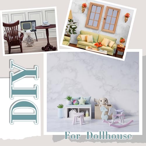 Flutesan 12 Pcs Miniature Dollhouse Wallpaper, Marble Pattern - style: Marble Pattern