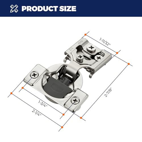 Satin Nickel Soft Close Cabinet Hinges,1/2 Inch Overlay,60 Pack (30 Pairs) - size: 1/2 inch Overlay