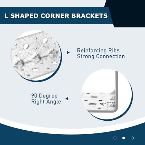 6Pcs L Brackets for Wood Galvanized, 90 Degree Corner Brace 3.9x2.1x2.1in, Anti-Rust and Reinforcing Right Angle Bracket, 2.8mm Thickness - size: 3.9x2.1x2.1in