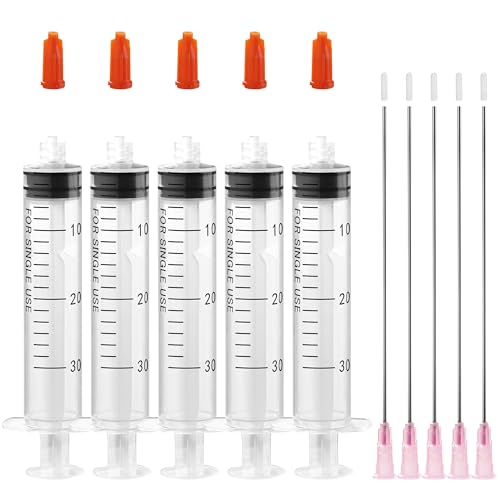 30ml Glue Applicator Syringes with 18G 4 Inch Blunt Tip Long Needle and Cap - size: 30ml