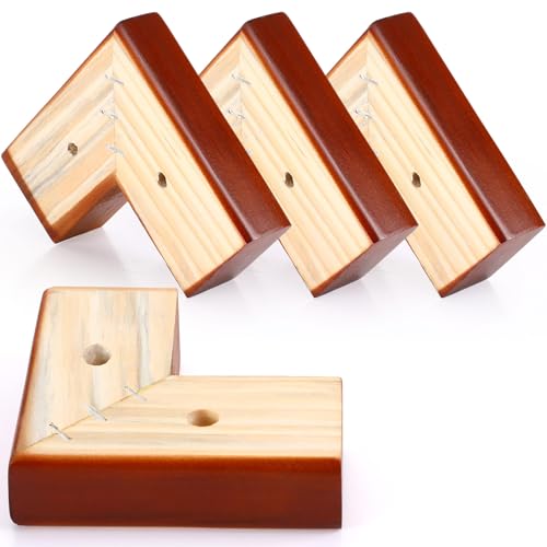 Geelin 4 Pack 1 Inch Wood Furniture Risers L-Shaped Bed Riser, Brown - color: Brown, size: 1 Inch