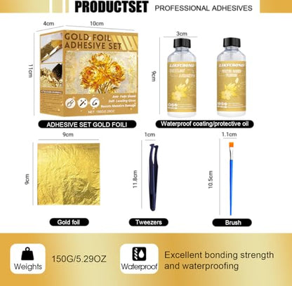 Gold Leaf Adhesive Kit, Gold Foil Kit for Crafts, Decoration