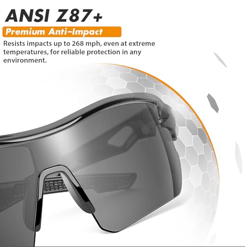 6 Pack Safety Glasses, ANSI Z87.1+UV Protective Eyewear, Impact Resistant Anti-Scratch Safety Goggles for Men Women - color: Gray