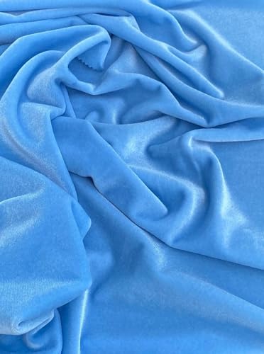 Premium Stretch Velvet Fabric by The Yard - Wrinkle-Resistant - Soft - Upholstery Fabric - Polyester Spandex Blend - for Clothing and Crafts - Resistant – 58-60 Inches Wide (Baby Blue, 1 Yard) - color: Baby Blue, size: 1 Yard