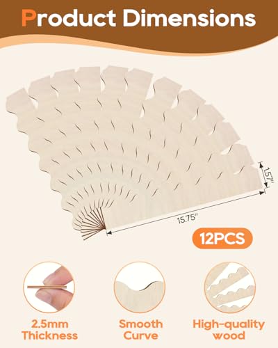 20 Pack Unfinished Scalloped Decorative Wood Trim, Wood Scalloped Edge Trims, Cute DIY Moulding Trim for Home Wall, Cabinet Doors, Window Sills, Shelves（15.7 x 1.57 Inch）
