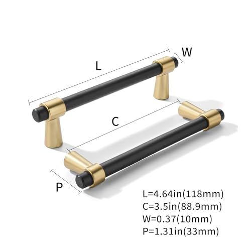 khtumeware 3-1/2 inch 5 Pack Matte Black/Champagne Bronze Cabinet pulls Zinc Alloy, Kitchen Cabinet Handles, Wardrobe Drawer Handles - Suitable for Bathroom cabinets, Bedroom Furniture - color: Matte Black/Champagne Bronze, size: 3-1/2 Inch