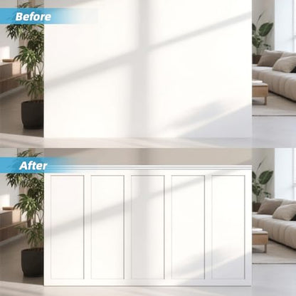 Art3d MDF Premade Paintable Board and Batten Wainscoting Kit, 94.5 x 54 in - size: 94.5 x 54 Inch