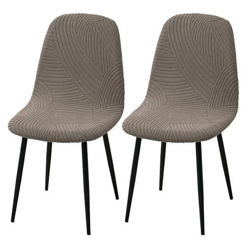 HAOYONG Modern Dining Chair Covers Printed Shell Chair Cover Lounge Armless Chair Cover Stretchable Slipcovers for Kitchen, Office, Dining Room and Living Room(Set of 2) - color: Coffee, size: 2 PCS