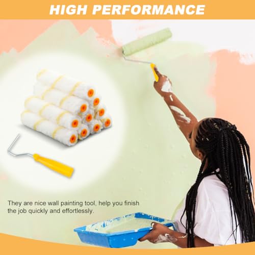 10Pack 6 Inch Paint Rollers Microfiber Paint Roller Cover with Roller Frame