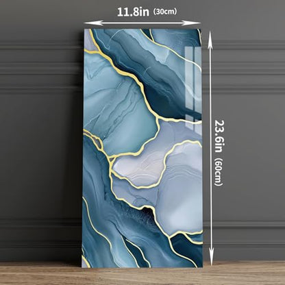 Haimin 3D Wall Panels Peel and Stick Marble Tile Look 10 Pack Waterproof - color: Blue Gold-010