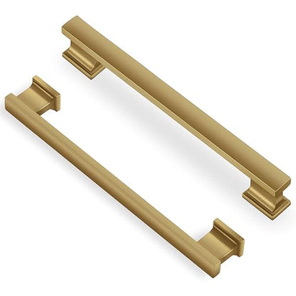 Lardmon 10 Pack 6.3 Inch(160mm) Hole Center Brushed Champagne Bronze Kitchen Cabinet Handles Modern Cabinet Pulls Kitchen Cabinet Hardware Solid Drawer Pulls for Dresser, Tot. Length 7.28 Inch - color: Champagne Bronze, size: 6.3 Inch Hole Center