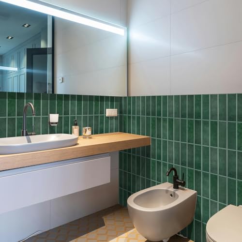 Peel and Stick Tile，New Upgrade Thicker Design Self Adhesive 12" x 12" Large Premium Peel and Stick Backsplash for Kitchen (Forest Green). - color: Forest Green