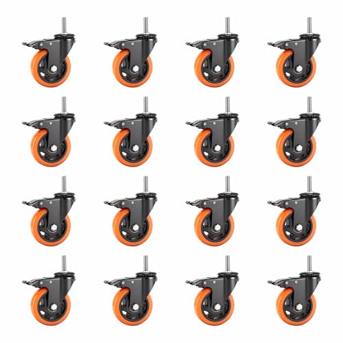 4 Inch Caster Wheels,Threaded Stem Casters Set of 4 Heavy Duty with Brake - size: 4"16pack