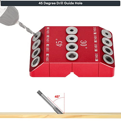 30°, 45°, 90° Angle Drill Guide Jig for Straight or Angled Holes 4 Sizes