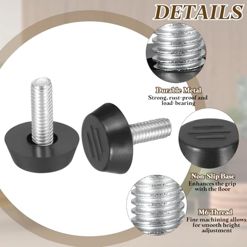 PATIKIL 20 Pcs M6 x 17mm Thread Adjustable Furniture Levelers, Furniture Feet Levelers Screw on Steel Screw in Threaded Leveling Feet Glides for Table Chair Cabinet Patio Legs - size: M6 x 17mm