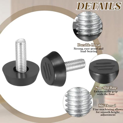 PATIKIL 20 Pcs M6 x 17mm Thread Adjustable Furniture Levelers, Furniture Feet Levelers Screw on Steel Screw in Threaded Leveling Feet Glides for Table Chair Cabinet Patio Legs - size: M6 x 17mm