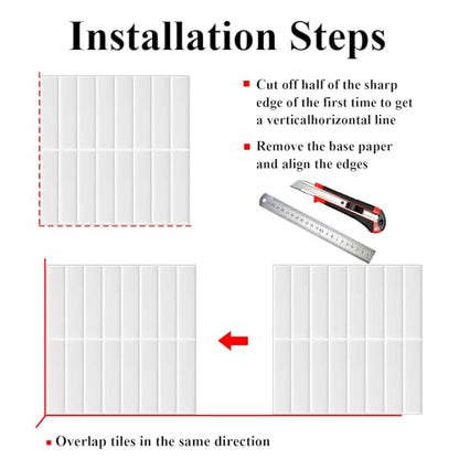 Alwayspon 10 Sheets 3D Peel and Stick PVC Backsplash Tiles, 10"x10" Self-Adhesive Wall Tile Stickers Stick on Subway Tiles for Kitchen Bathroom, Light Cyan - color: T80560