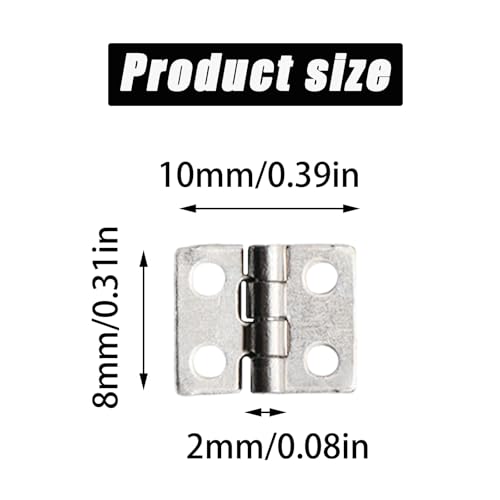 60 Pcs 10mmx8mm / 0.39" x 0.31" Silver Mini Hinges, 0.4 Inch Solid Brass Folding Butt Hinge, 2/5 Inch Cabinet Hinge for Jewelry Box, Drawer Cabinet Furniture - color: Silver