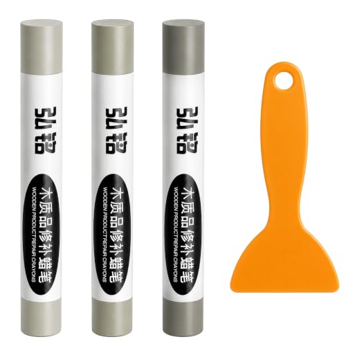 3 Colors Wood Filler Sticks, Jazz Gray Series, with Scraper - color: Jazz Gray Series