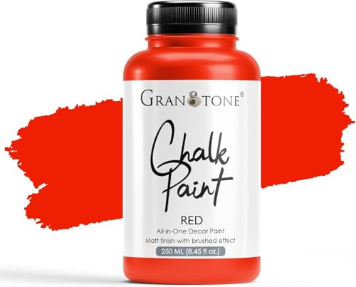 GRANOTONE Chalk Paint for Furniture, Matt-Finish Water-Based Acrylic Paint for Wood, Walls, Metal, Glass, Paper, Fabric Canvas, Maximum Coverage Chalk Paint for Kids & Adults, 250 Ml (RED) - color: RED, size: 8.5 Fl Oz
