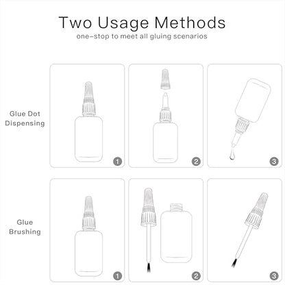 (2-in-1) Super Glue with Brush Applicator& Nozzle,All Purpose Thick CA-Glue