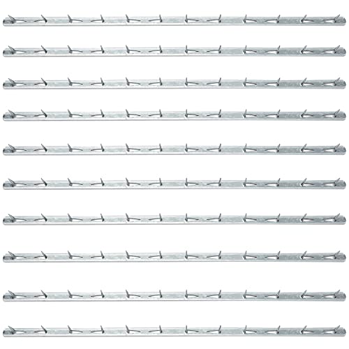 SUPERFINDINGS 20Pcs 15.74x0.44inch Metal Tack Strips Sofa Rack with Nail Iron Bar Fangs Silver Galvanized Sofa Accessories Fabric Reupholstery Supplies for Furniture, Couch, Chair and Sofa