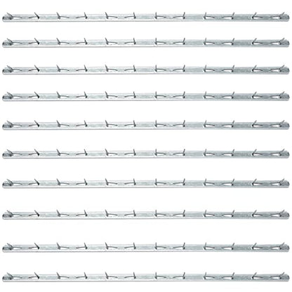 SUPERFINDINGS 20Pcs 15.74x0.44inch Metal Tack Strips Sofa Rack with Nail Iron Bar Fangs Silver Galvanized Sofa Accessories Fabric Reupholstery Supplies for Furniture, Couch, Chair and Sofa