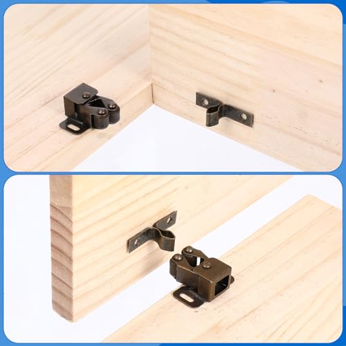 4pcs Double Roller Catch Cabinet Latch Hardware for Cupboard Closet Kitchen Cabinet Door Latches and RV Cabinets Closure Hardware and Catches for Cupboard and Closet Door Closing