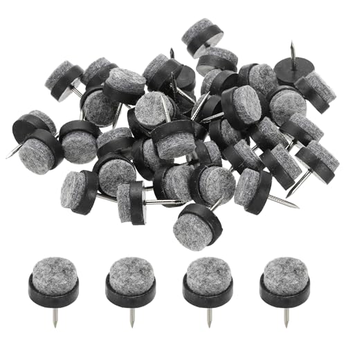 PATIKIL 17 mm Nail-on Felt Pads 40Pcs Round Felt Furniture Sliders Black - color: Black, size: 17 mm