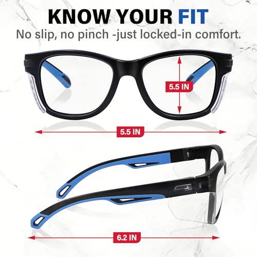 ANSI Z87.1 Safety Glasses with Side Shields, Clear Anti-Fog Scratch-Resistant Lightweight Protective Eyewear UV Protection, Durable Work Glasses for Construction, Lab & DIY