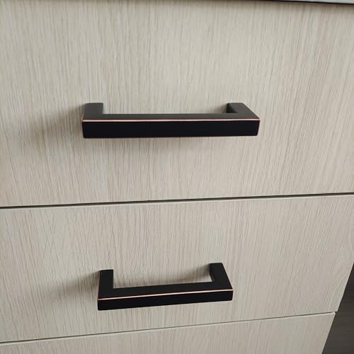 3-3/4 Inch Oil Rubbed Bronze Square Cabinet Pulls, 20 Pack - color: Oil Rubbed Bronze, size: 3.75 inch hole centers