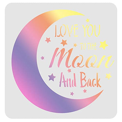 FINGERINSPIRE Moon Stencil 11.8x11.8inch Plastic Moon Drawing Painting Stencils Square Reusable Stencils for Painting on Wood, Floor, Wall and Tile - color: Love You to The Moon and Back
