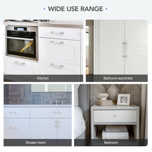 HOME EDIT 3-1/2 inch Brushed Nickel Cabinet Handles, 10 Pack Kitchen Cabinet Handles Drawer Pulls Zinc Alloy Square Bar Kitchen Pulls - color: Brushed Nickel, size: 3-1/2 Inch Hole Center