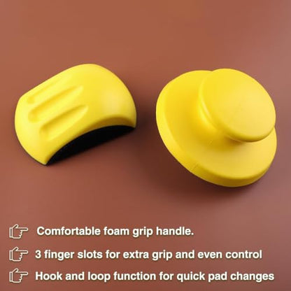Hand Sanding Block Round and Mouse Shape Sandpaper Holder Hook and Loop PU Backing Ergonomic Grip for Wood Furniture Repair Craft (6inch) - color: 6inch