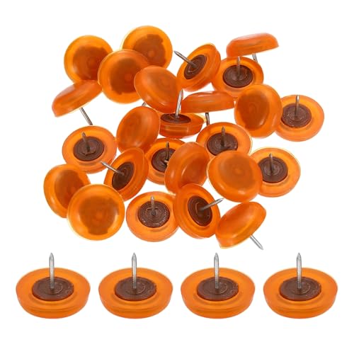 uxcell 50pcs Furniture Glides 21mm Round - Plastic with Nail, Orange - color: Orange