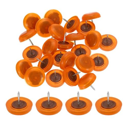 uxcell 50pcs Furniture Glides 21mm Round - Plastic with Nail, Orange - color: Orange