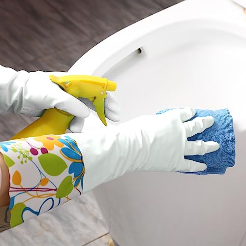 Bamllum 16-Inch Latex-Free Cleaning Gloves, Cotton Flocked Liner, Medium - color: Blue+pink+white, size: Medium