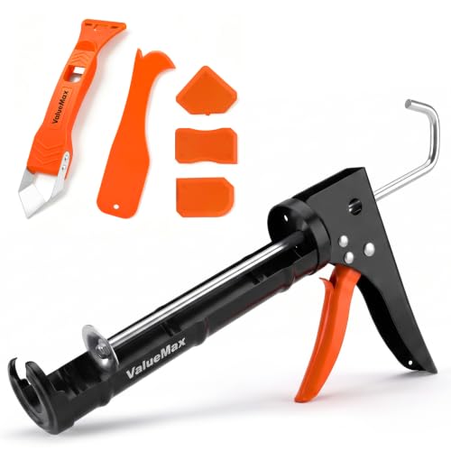 ValueMax 10OZ Caulk Gun Kit with Caulk Remover Tool（Black） - color: Black